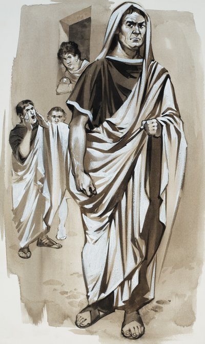 "Cato the Killjoy" (gouache på papper) av Angus McBride
