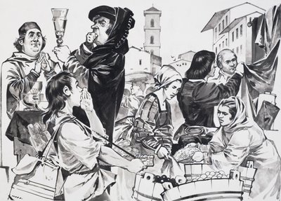 Florentine Trading (gouache på papper) av Angus McBride