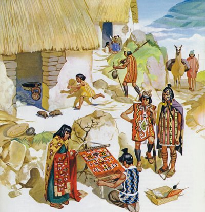 Hem i Peru, ca 100 e.Kr (färglitografi) av Angus McBride