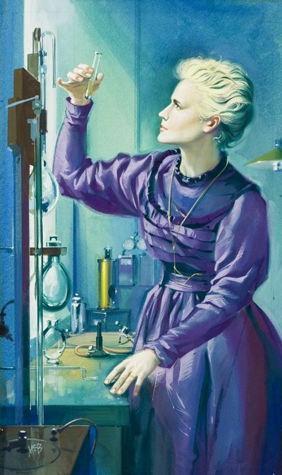 Madame Curie (1867-1934) (gouache på papper) av Angus McBride