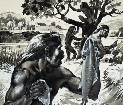 Mankind in the Making (gouache på papper) av Angus McBride