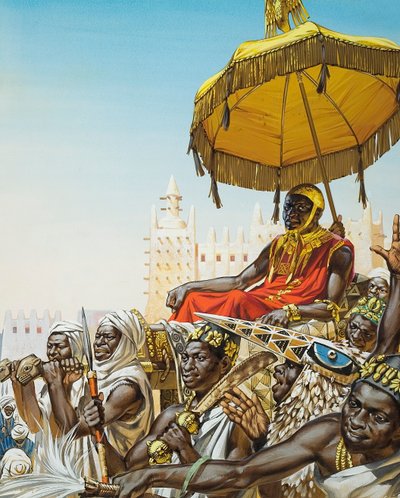 Mansa Kankan Musa I, 1300-talskung i Maliska imperiet (gouache på papper) av Angus McBride