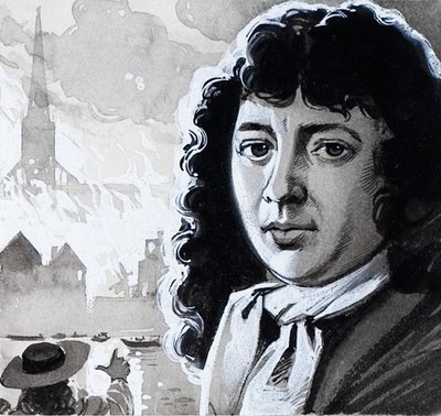 Samuel Pepys och den stora branden i London av Angus McBride