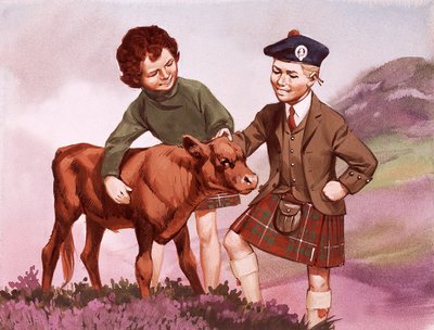 Skotska barn i sin nationaldräkt av Angus McBride