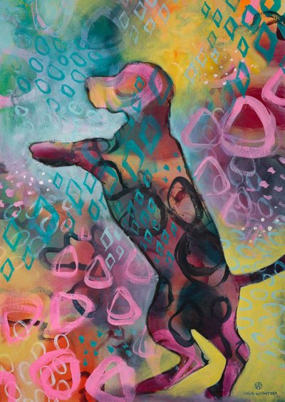 Livfull abstrakt hund av Ania Witwitzka