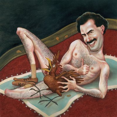 Borat, 2006 (akryl på illustrationstavla) av Anita Kunz