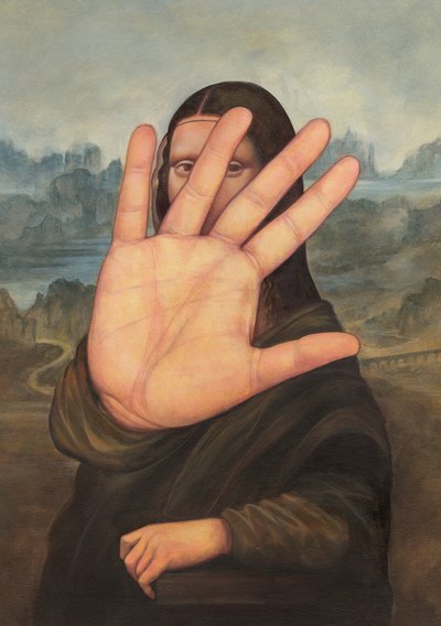 No Photos please!, 2022 (akryl på illustrationstavla) av Anita Kunz