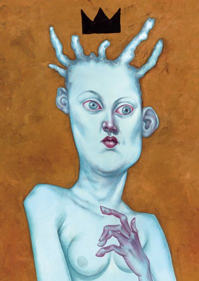 Drottning med krona, 2016 (akrylfärg på illustrationstavla) av Anita Kunz