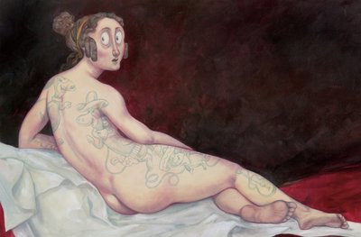 Reclining Nude With Ink, 2018 (akrylfärg på illustrationsskiva) av Anita Kunz