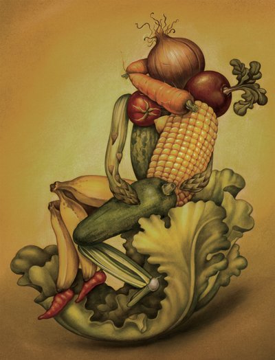 Vegan Kiss, 2010 (akrylfärg på illustrationskartong) av Anita Kunz