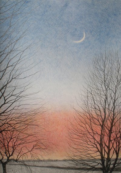Tidig kväll, 2010 (färgpenna på papper) av Anna Phillips