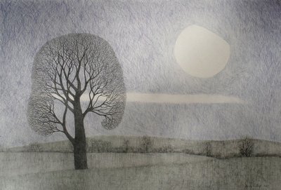 February Moon, 2010 (färgpenna på papper) av Anna Phillips
