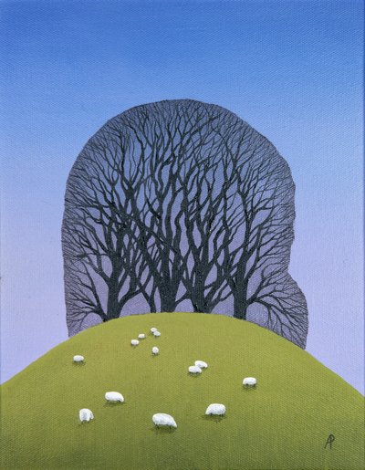Hilltop with Sheep, 2017 av Anna Phillips