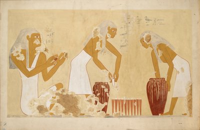 Kopia av väggmålning från privat grav 60 av Antefoker, Thebe I, 1, 121-123, 1900-talet av Anna
