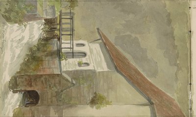 Hus på en kanal i Valkenburg av Anna Catharina Maria van Eeghen (possibly)