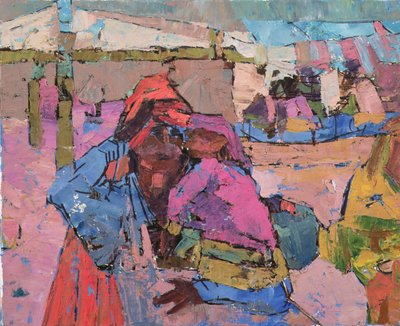 Mamma med ett sovande barn av Anna Contemporary Artist Kostenko