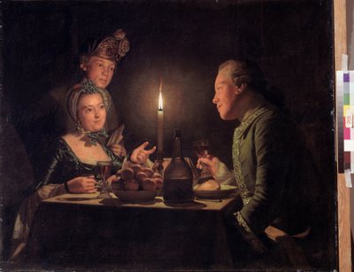 Middag med levande ljus (Support med levande ljus). Målning av Anna Dorothea Therbusch Lisiewska (1721-1782). Olja på duk, 95,5 x 117 cm av Anna Dorothea Lisiewska