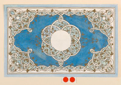 Teckning, design för ett lådomslag, omkring 1894 av Anna M. de Pool