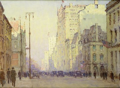 5th Ave, vid 57th Street, ca 1918 (olja på duk) av Anna Richards Brewster