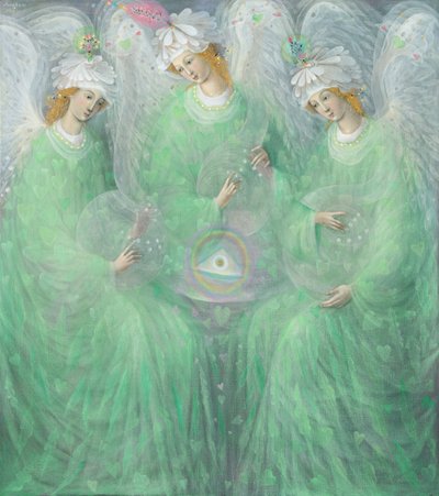 The Revelations of Spring (diptyk), vänster panel, 2012 (olja på belgiskt linne) av Annael Anelia Pavlova