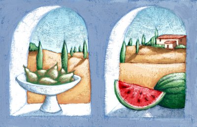 Italienskt landskap, 2010 (gouache) av Annalisa Morrocco