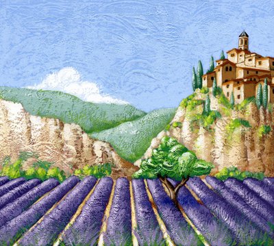Lavendelfält, 2015 (gouache) av Annalisa Morrocco