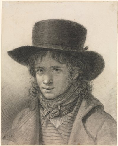 Självporträtt i hatt av Anne-Louis Girodet de Roucy-Trioson