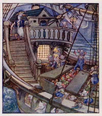 Nursery rim: I Saw A Ship A-Sailing (färg litho) av Anne (after) Anderson