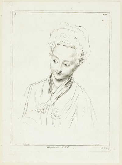 Kvinnohuvud (vridet åt höger) av Anne Claude Philippe Caylus