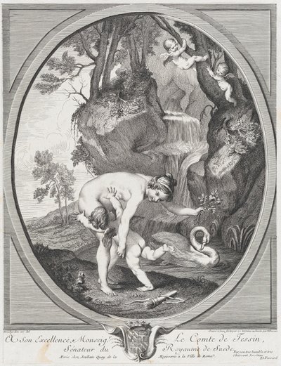 Venus Catching Love eller Venus Flogging Love, ca. 1741. Skapare: Caylus, Anne-Claude-Philippe de, Etienne Fessard. av Anne Claude Philippe de Caylus, Etienne Fessard