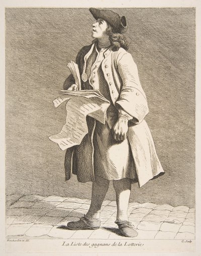 Läsningen av lotterivinnare, 1746. av Anne Claude Philippe de Caylus