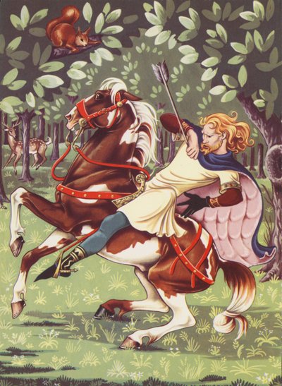 William Rufus död (färglitografi) av Anne & Johnstone Janet (1928 79) Johnstone