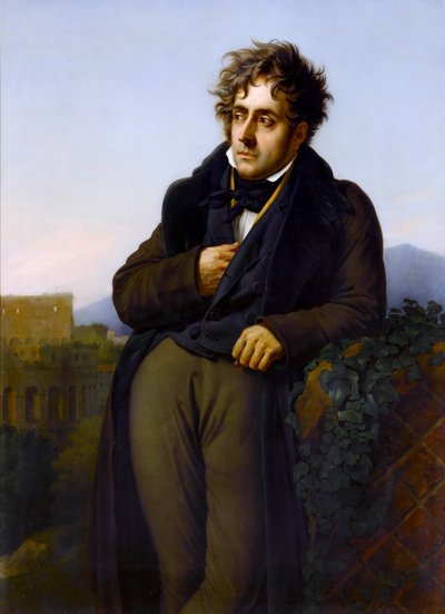 Porträtt av François-René, viscount av Chateaubriand 1768-1848 av Anne Louis Girodet de Roucy Trioson