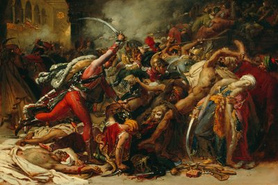 Skiss för The Revolt of Cairo, omkring 1810. av Anne Louis Girodet de Roussy Trioson