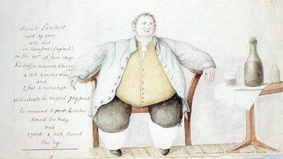 Daniel Lambert (1770-1809) 1813 (akvarell och grafit på papper) av Anne Marguerite Hyde de Neuville