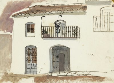 Ett spanskt hus (krita och gouache) av Anne Redpath