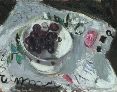 Dish of Grapes, ca 1957 (olja ombord) av Anne Redpath