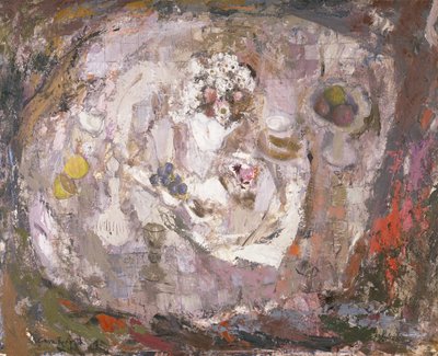 Bordsskiva, ca 1961 (olja på papp) av Anne Redpath