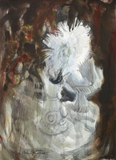 Den vita krysantemum, ca 1961 (akvarell  kol) av Anne Redpath