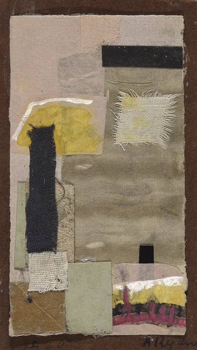 Utan titel (#20), ca 1948-54 (collage av tyg, färgat papper, sandpapper, gouache och akvarell på kartong) av Anne Ryan