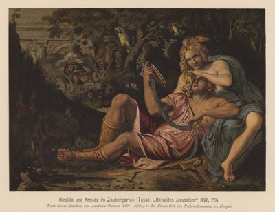Scen ur Gerusalemme liberata av Torquato Tasso (färglitografi) av Annibale (after) Carracci