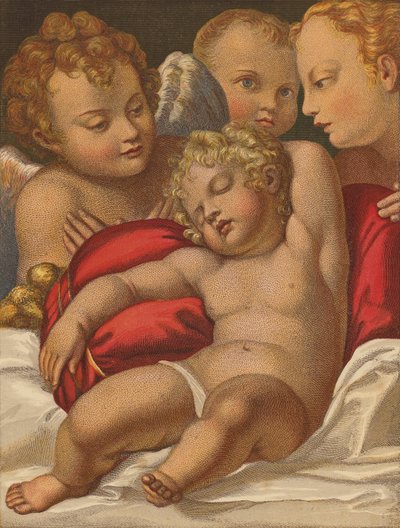 Frälsaren i späd ålder. (färglitografi) av Annibale (after) Carracci