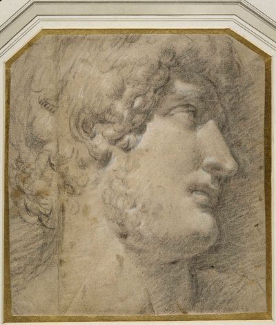 Chef för kejsar Gallienus (eller? Hadrianus), efter antiken (svart krita på krämpapper) av Annibale Carracci