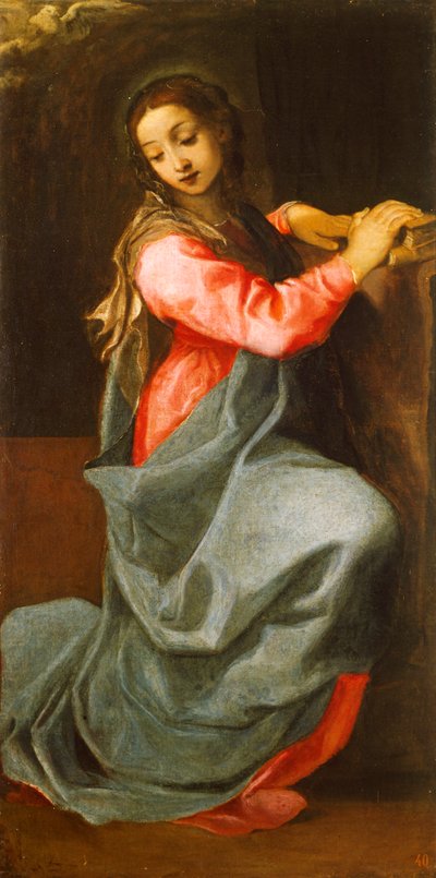 Lady of Annunciation, na Annibale Carracci (1560-1609), mafuta kwenye canvasswed av Annibale Carracci
