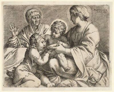 Madonna och barn med de heliga Elizabeth och Johannes Döparen av Annibale Carracci