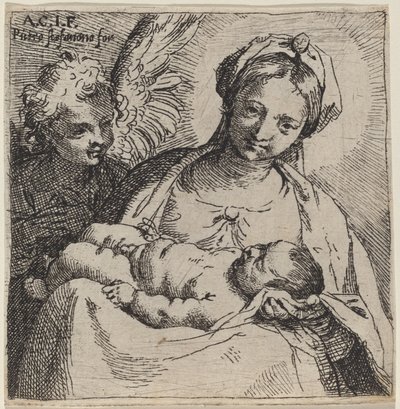 Madonna och barn med en ängel av Annibale Carracci