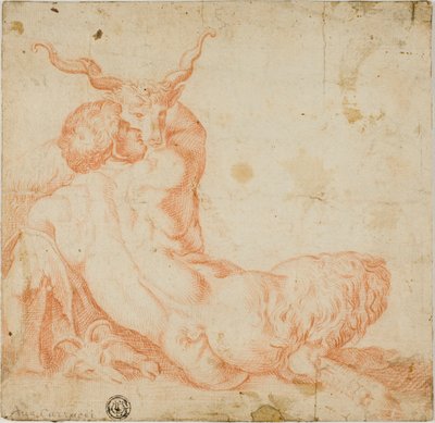 Satyr och get av Annibale Carracci