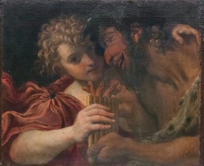 Satyr och herde av Annibale Carracci