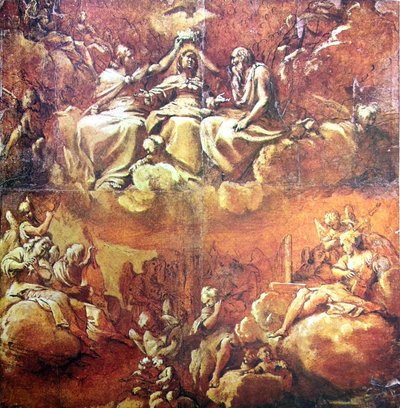 Studie för Jungfruns kröning - Annibale Carracci av Annibale Carracci