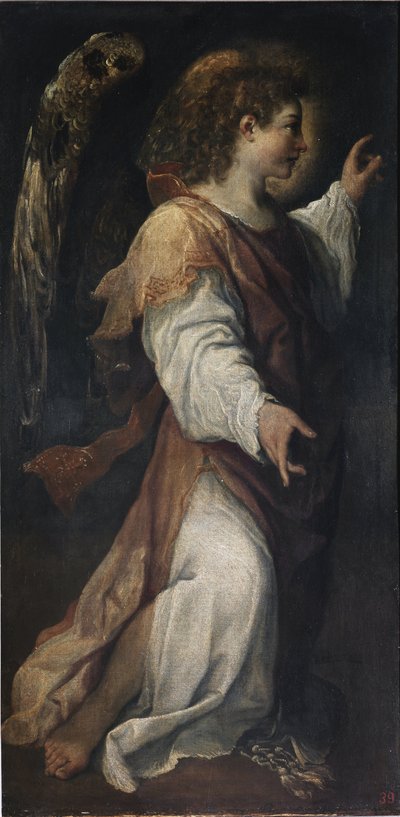Bebådelsens ängel, detalj (olja på duk, ca 1587) av Annibale Carracci